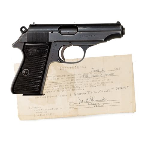 Wwii Nazi German Walther Model Pp Pistol With Capture Papers