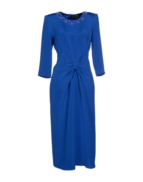 Lyst Jenny Packham Ruched Silk Dress In Blue