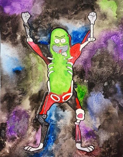 Handmade Watercolor Pickle Rick From Rick And Morty Season 3 Now