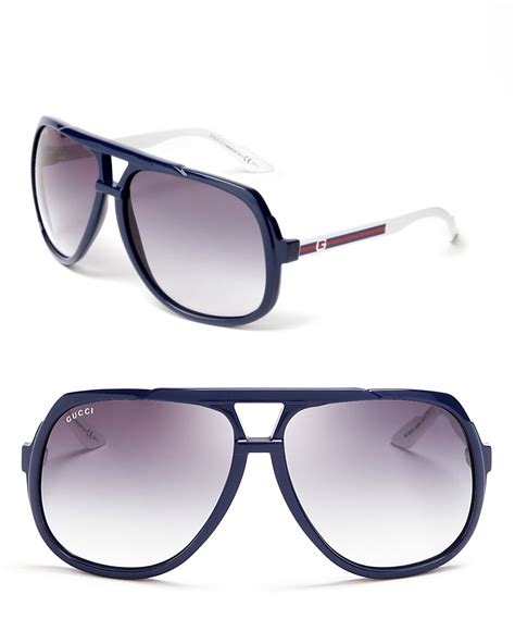 lyst gucci oversized aviator sunglasses in blue for men