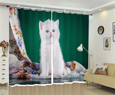Cute Creamy White Persian Pussy Photo Curtains Blackout Curtains