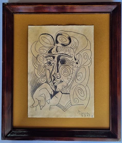 Bid Now Pablo Picasso Drawing Signed Paper Invalid Date Cet