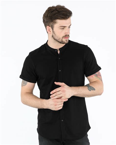 Popular black collar t shirt of good quality and at affordable prices you can buy on aliexpress. Black Mandarin Collar Pique Shirts - Plain Mens Mandarin ...