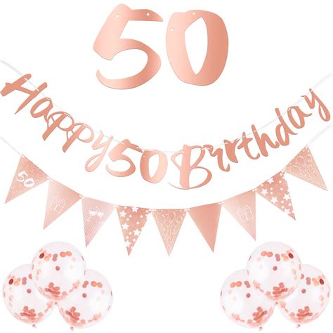 Buy Adxco 8 Pieces 50th Birthday Decorations Kit Include Rose Gold