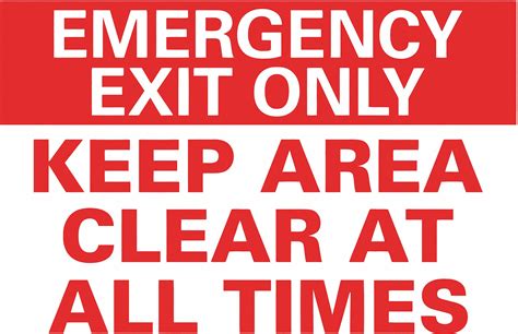 Lyle Emergency Exit Sign Keep Area Clear At All Times Sign Header