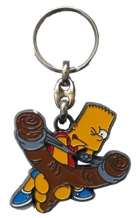 The Simpsons Bart Simpson Catapult Enamelled Licensed Keychain Keyring