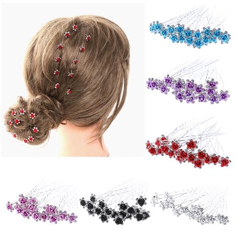 buy 20pcs lot women wedding bridal hairpins rhinestone rose flower hair clips styling