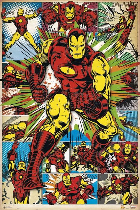 Iron Man Marvel Comics Poster Print Retro Comic Image Collage