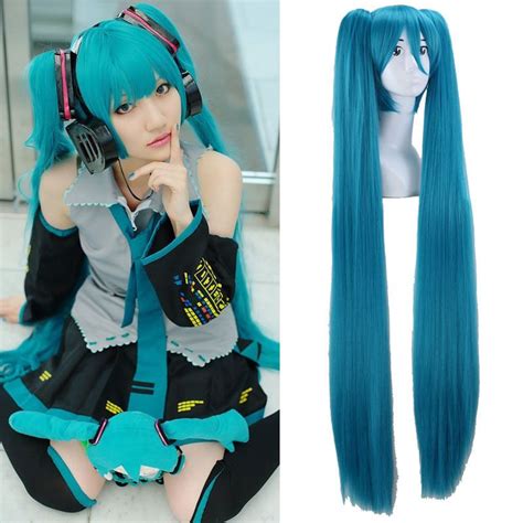 Hot Vocaloid Hatsune Miku Show Anime Costume Cosplay Party Hari Wigs