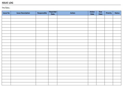 An issue log is a place to log all issues and track the status of each one. Issue Log » OFFICETEMPLATES.NET