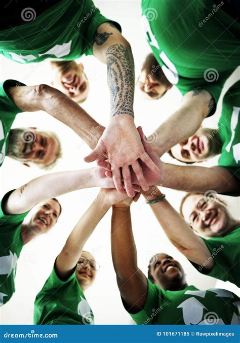 People Joining Hands Together And Smiling Stock Image Image Of Male