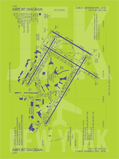 Jfk New York • Airport Diagram • Aviation Art T For Airport Buff