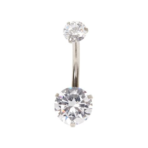 14g Round Cubic Zirconia Belly Bar Claires Us