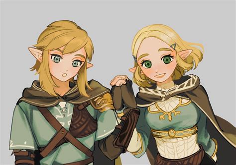 Link And Princess Zelda The Legend Of Zelda And 1 More Drawn By