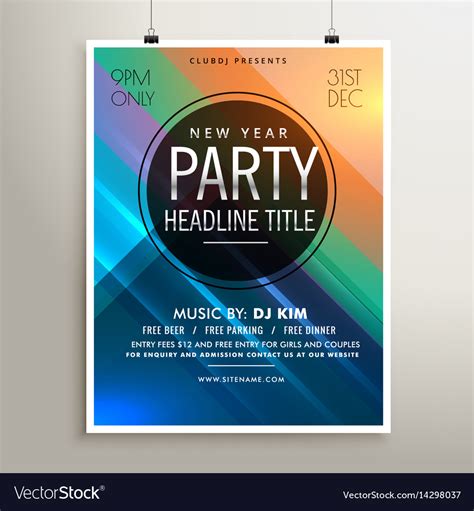 Party Event Flyer Template With Colorful Stripes Vector Image