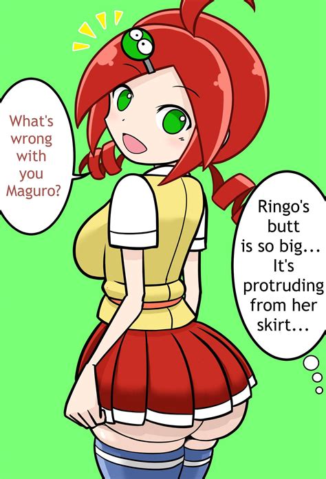 Rule 34 Andou Ringo Asking A Question Ass Bubble Butt Drill Hair English Text Green Eyes