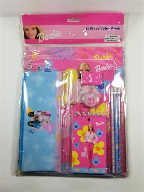 Vintage Nos 2001 Barbie School Supplies 11 Piece Value Set Etsy Uk