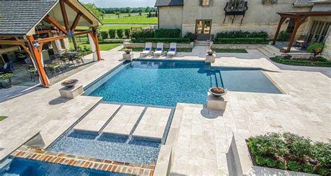 White Travertine Pool Coping And Paving Travertine Bluestone