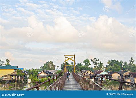 Traditional Bridge Over Martapura River In Lok Baintan South