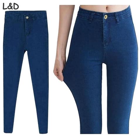 2017 Spring High Waist Jeans Female Skinny Jeans Tight Fitting Plus Size Ultra Elastic Pencil