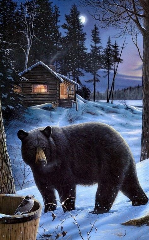 Cabin Bearpainting Bear Paintings Black Bears Art Wildlife Paintings