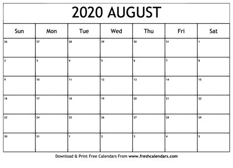 Catch Print Free Calendars Without Downloading August 2020 Calendar