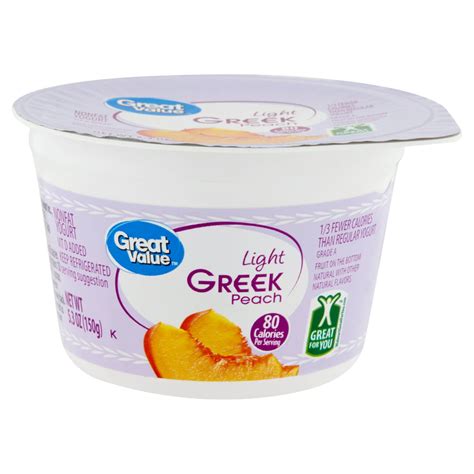 Great Value Light Greek Peach Nonfat Yogurt 53 Oz