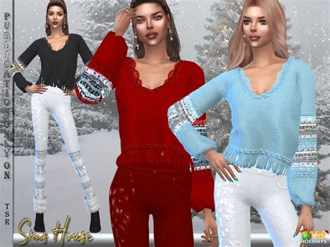 The Sims Resource Holiday Wonderland Woman Pullover