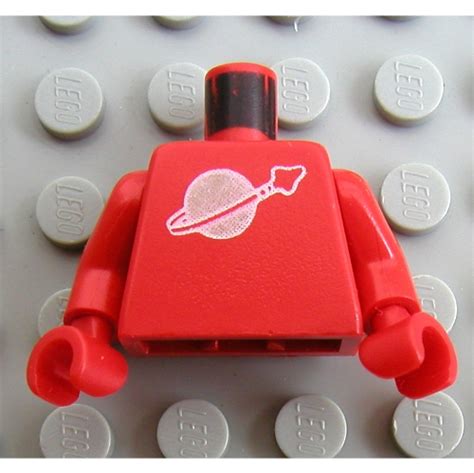 Lego Part 973c22h22pr0090 Torso Classic Space Moon Logo Print Red Arms