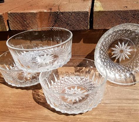 Vintage Arcoroc Glass Crystal Serving Bowls France Set Of 2 Vintage Cut Glass Bowls