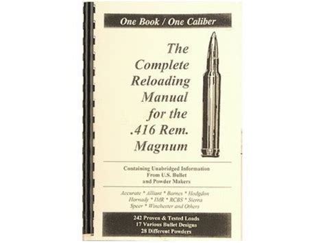 Loadbooks 416 Remington Magnum Each Reloading Unlimited