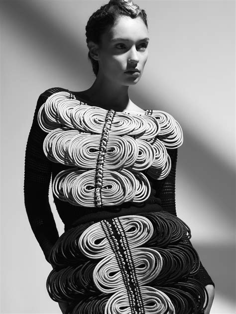 Textile Manipulation For Fashion Design Wax Cord Embellished Dress With Repeating Spiral Disc