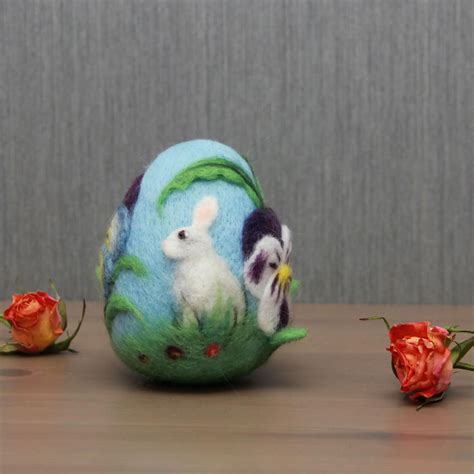 Needle felted Easter egg, Easter bunny egg, Easter flower egg, Easter ornament, Easter home ...