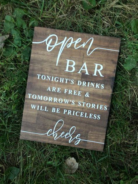 Open Bar Wedding Sign Wedding Sign Wooden Wedding Sign Open Etsy