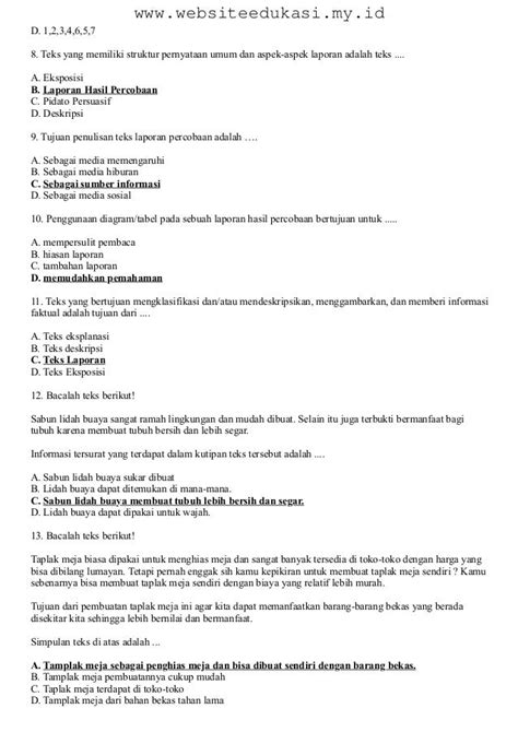 Soal teks laporan percobaan kelas 9