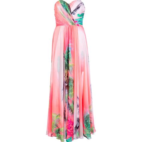 River Island Coral Forever Unique Tropical Maxi Dress In Pink Coral