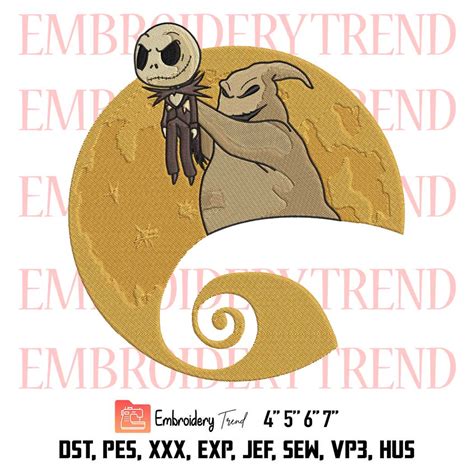 Oogie Boogie And Jack Skellington Moon Embroidery Disney Nightmare