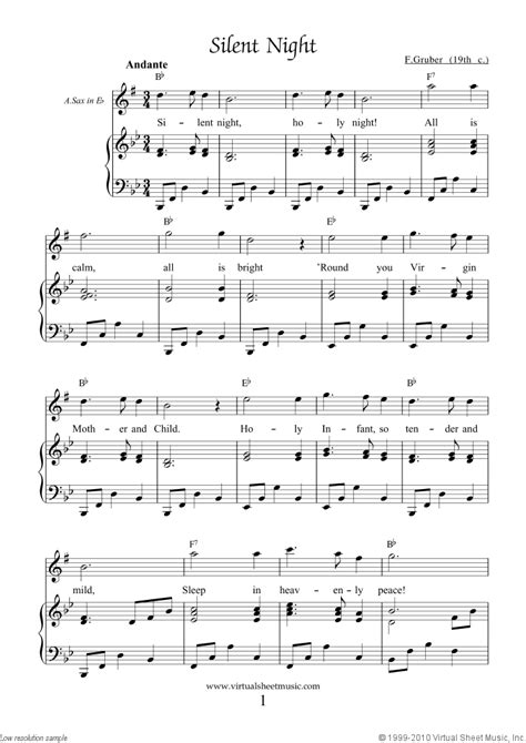Free Silent Night Sheet Music For Alto Saxophone And Piano Pdf