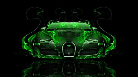 Gold Bugatti Veyron With Neon Bugatti Veyron Front Green