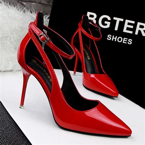 Pointed Red Bottom High Heels Pumps Low Heel Boat Shoes Women Wedding
