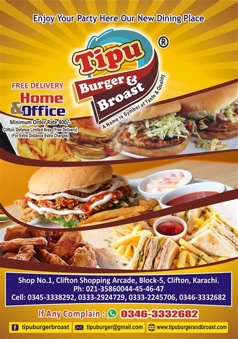 Tipu Burger And Broast Boat Basin Karachi Menu