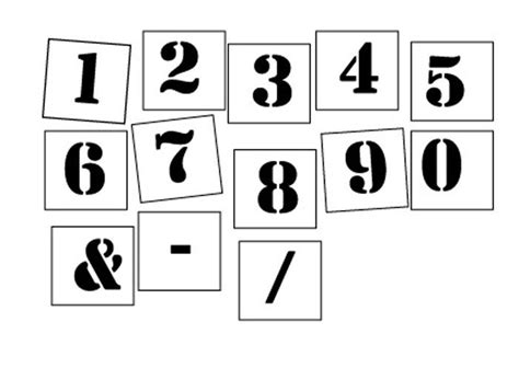 Individual Number Stencils Including Numbers 0 To 9 And Symbols