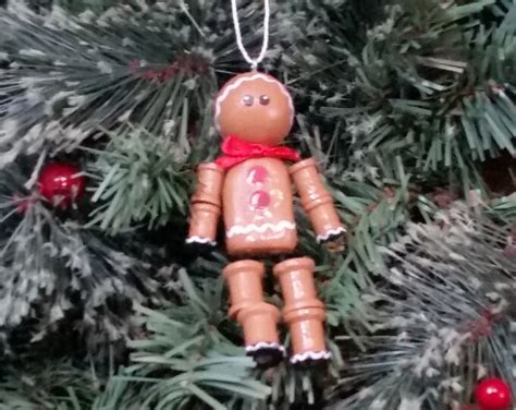 Gingerbread Man Spool Ornament Wood Spool Ornament Etsy