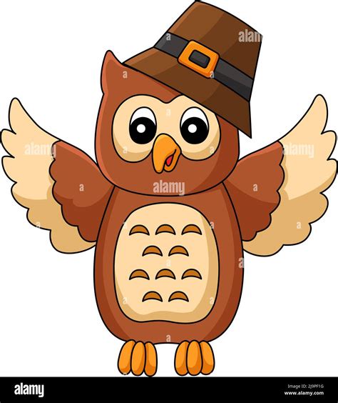 Thanksgiving Owl With Pilgrim Hat Cartoon Clipart Stock Vector Image