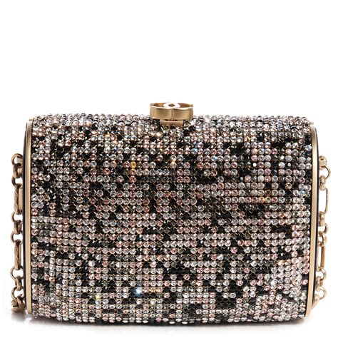 Chanel Swarovski Crystal Evening Bag Black Gold 70578 Fashionphile