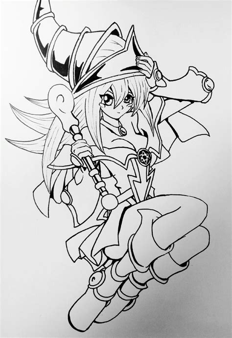 Dark Magician Girl Lineart By Kumisasoriza On Deviantart