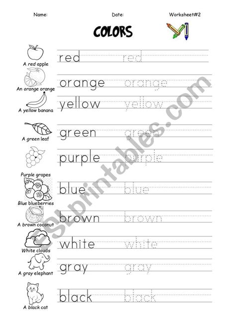 Color And Trace Esl Worksheet By Mabija
