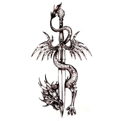 5pcs Dragon Sword Waterproof Temporary Tattoos Men Harajuku Tatoo