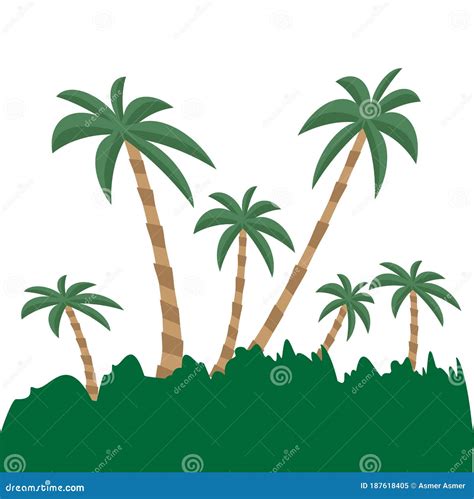 Plantaciones De Palmeras Tropicales De Grupo Ilustración Del Vector