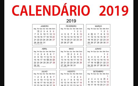 Calendário 2019 Confira Os Principais Feriados Do Ano